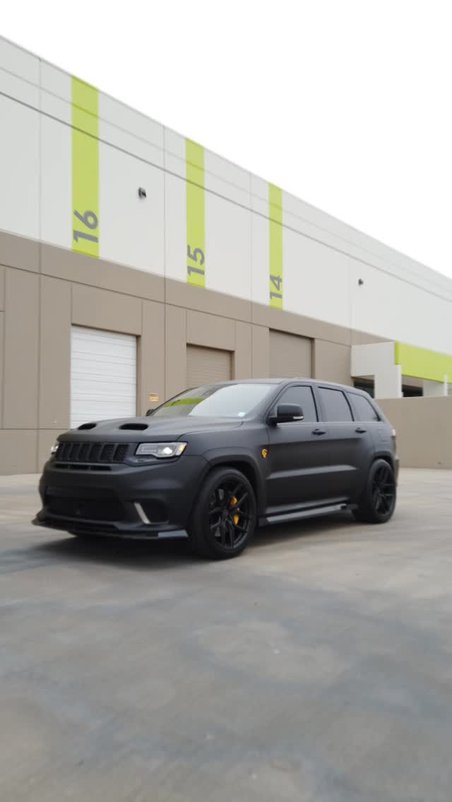 Satin black Jeep Trackhawk finished with a ceramic coating