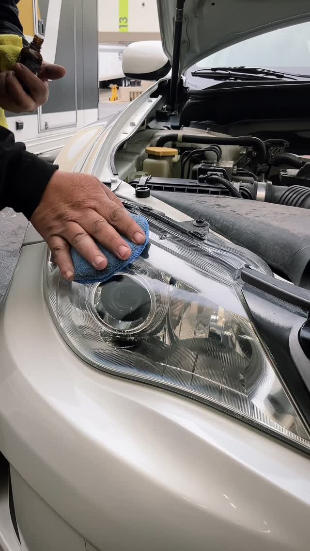 Headlight restoration and coating applied by hand