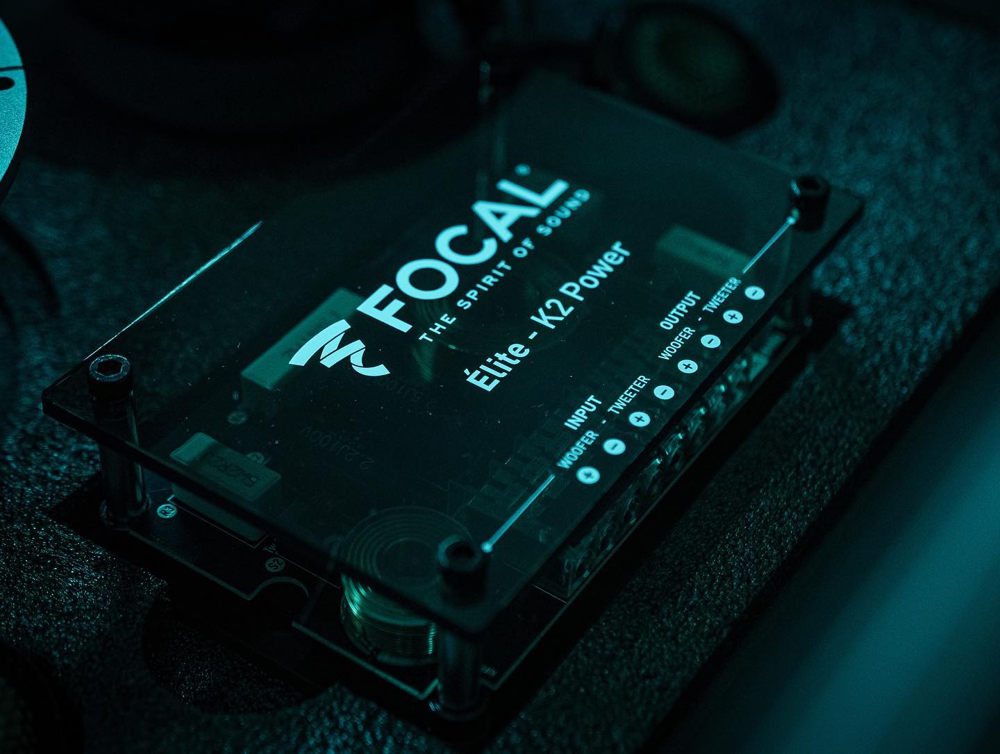 Focal Elite K2 Power crossover mounted in a custom audio build
