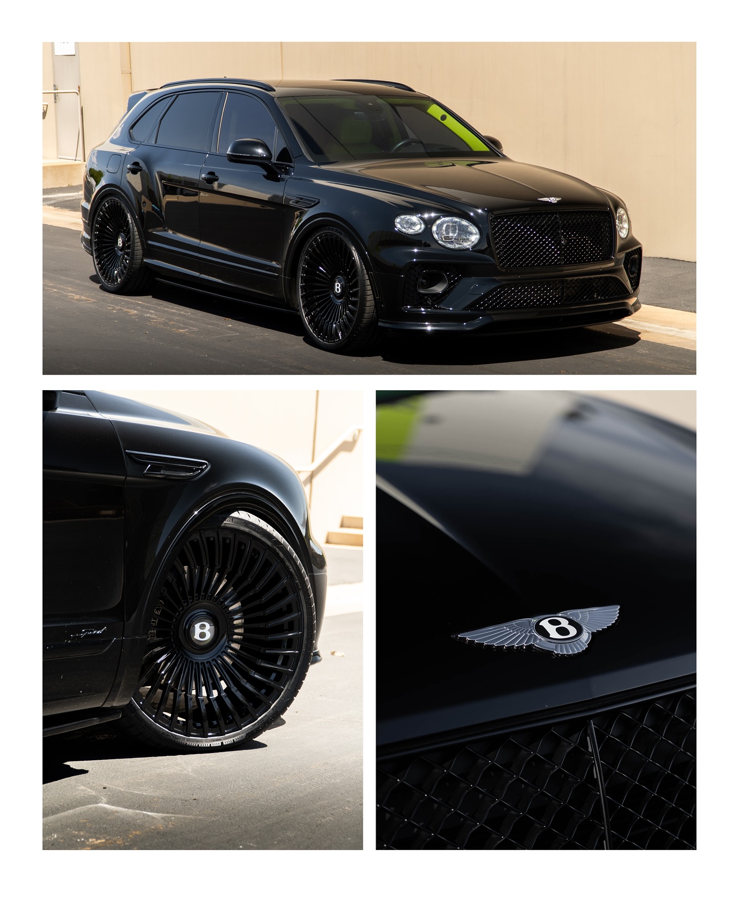 Black Bentley Bentayga on blacked out turbine forged wheels