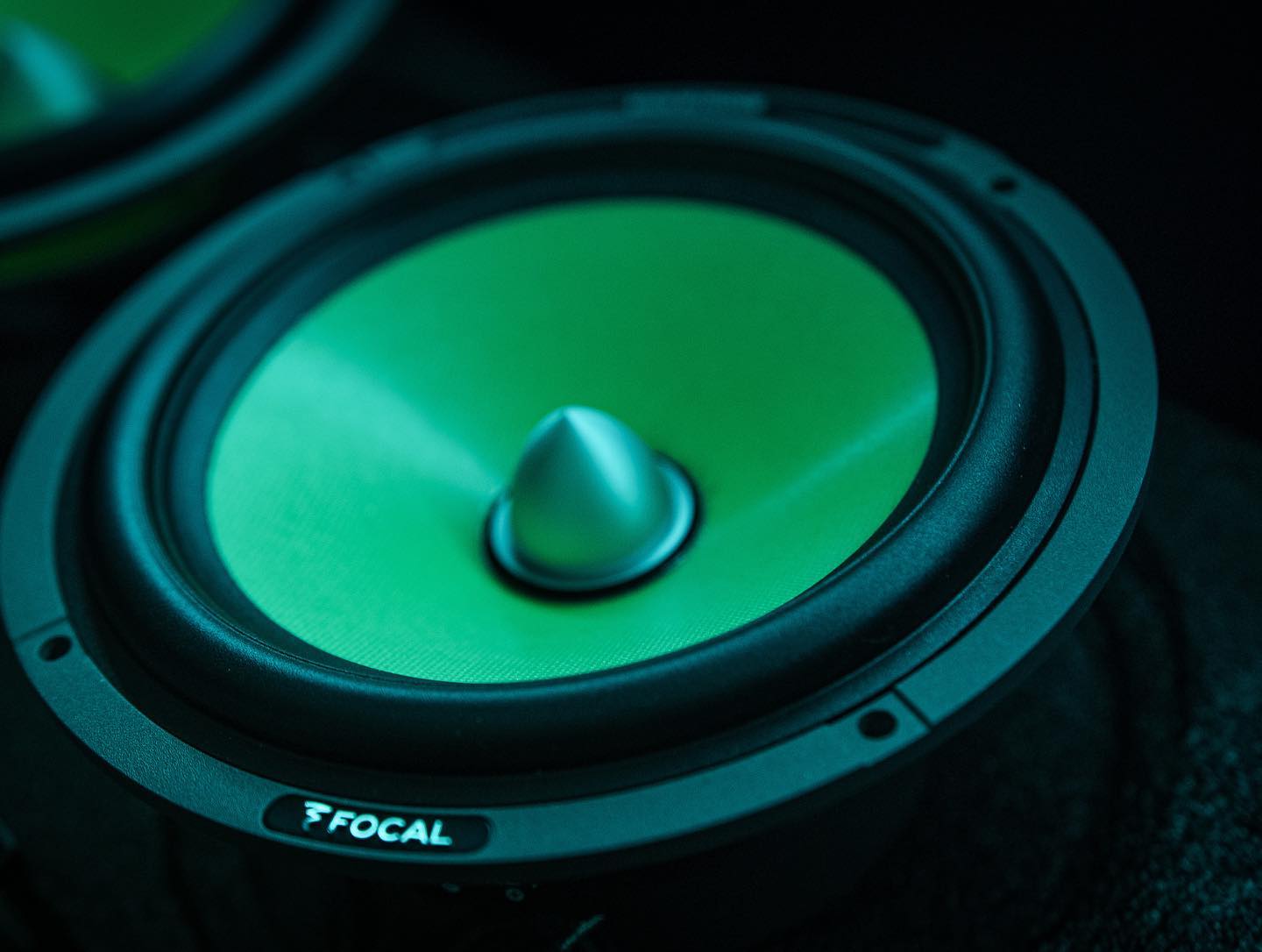 Close up of a Focal K2 Power midbass driver
