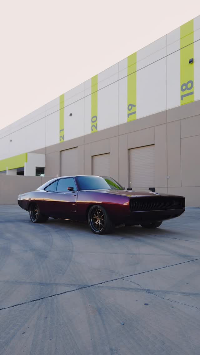Classic Dodge Charger in color shift paint with tinted glass